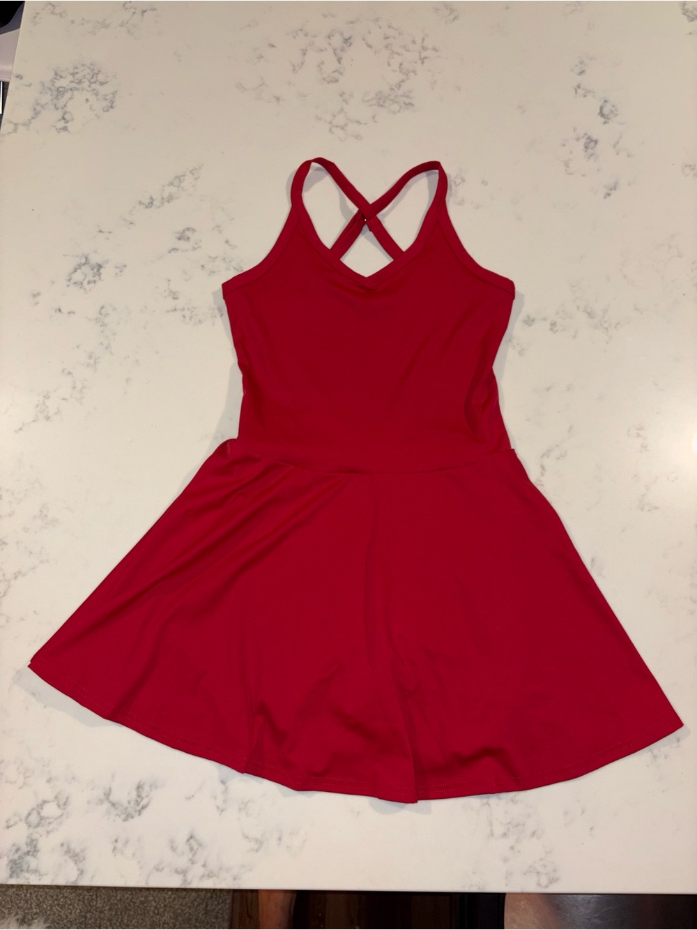 Casual Red Cross-Back Skater Dress